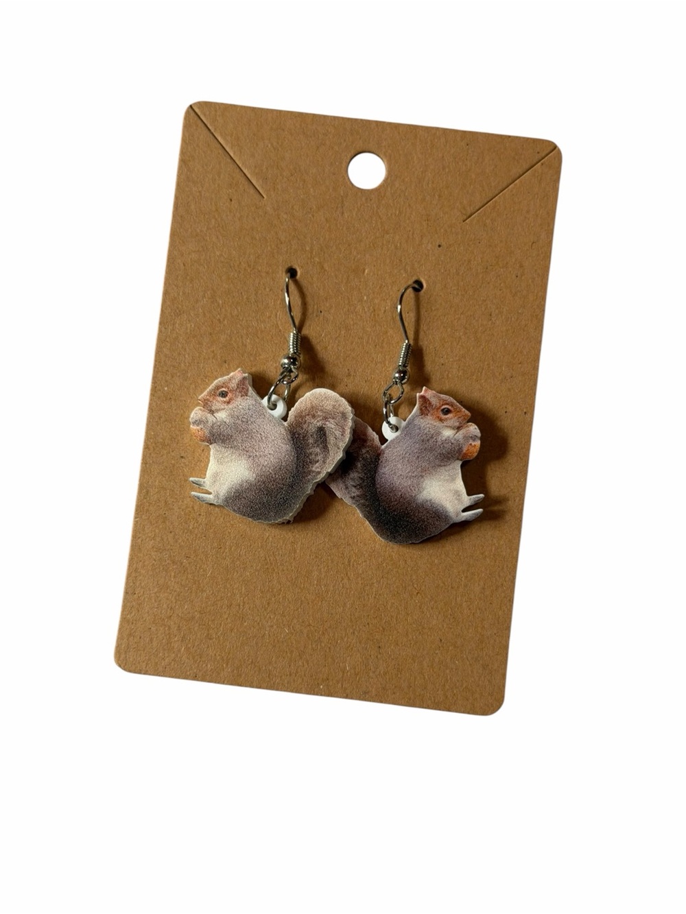 Brown Squirrel Drop Earrings - Cute Small Pets Jewelry